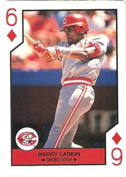 1990 U.S. Playing Card Co. Major League All-Stars Playing Cards - Silver Edge #6♦ Barry Larkin Front