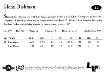 1996 Best Las Vegas Stars #12 Glenn Dishman Back