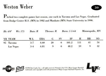 1996 Best Las Vegas Stars #30 Weston Weber Back