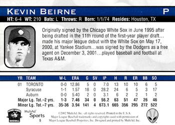 2002 MultiAd Las Vegas 51s #5 Kevin Beirne Back