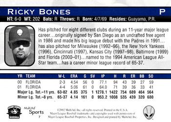 2002 MultiAd Las Vegas 51s #7 Ricky Bones Back