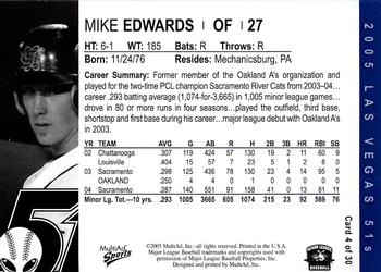 2005 MultiAd Las Vegas 51s #4 Mike Edwards Back