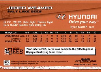 2006 Grandstand Hyundai Triple-A Legends - Series 1 #NNO Jered Weaver Back