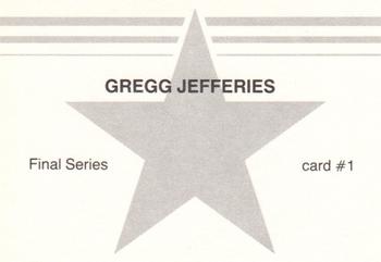 1988 Final Series Black Border (unlicensed) #1 Gregg Jefferies Back