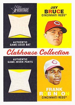 2009 Topps Heritage - Clubhouse Collection Relics Dual #CCDR-BR Jay Bruce / Frank Robinson Front
