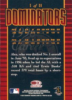 1997 Donruss - Dominators #5 Alex Rodriguez Back