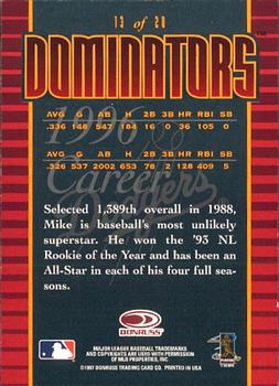 1997 Donruss - Dominators #13 Mike Piazza Back