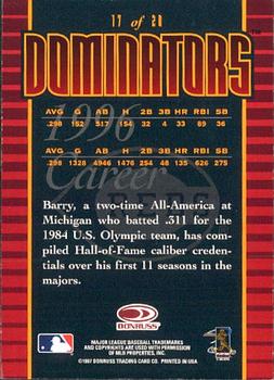 1997 Donruss - Dominators #17 Barry Larkin Back