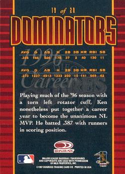 1997 Donruss - Dominators #19 Ken Caminiti Back