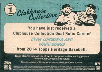2014 Topps Heritage - Clubhouse Collection Dual Relics #CCDR-LB Evan Longoria / Wade Boggs Back