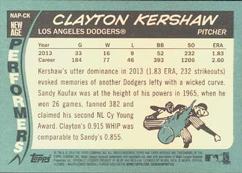 2014 Topps Heritage - New Age Performers #NAP-CK Clayton Kershaw Back