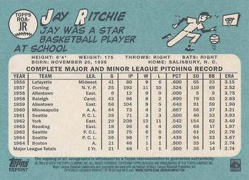 2014 Topps Heritage - Real One Autographs #ROA-JR Jay Ritchie Back