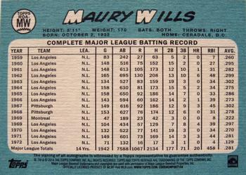2014 Topps Heritage - Real One Autographs #ROA-MW Maury Wills Back