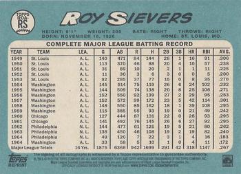2014 Topps Heritage - Real One Autographs #ROA-RS Roy Sievers Back