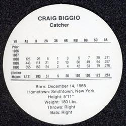 1991 Cadaco Discs #NNO Craig Biggio Back