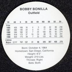 1991 Cadaco Discs #NNO Bobby Bonilla Back