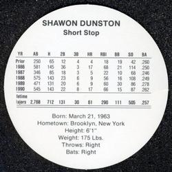 1991 Cadaco Discs #NNO Shawon Dunston Back