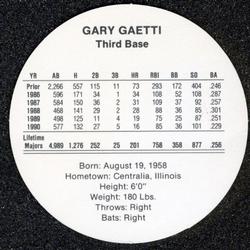 1991 Cadaco Discs #NNO Gary Gaetti Back