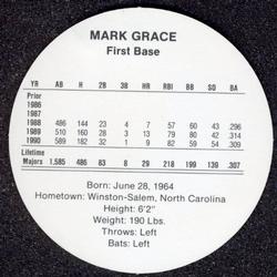 1991 Cadaco Discs #NNO Mark Grace Back