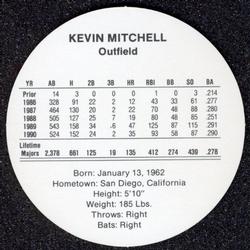 1991 Cadaco Discs #NNO Kevin Mitchell Back