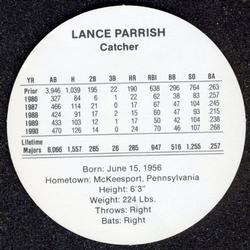 1991 Cadaco Discs #NNO Lance Parrish Back