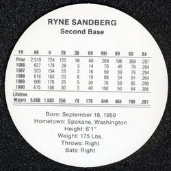 1991 Cadaco Discs #NNO Ryne Sandberg Back
