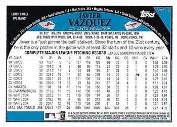 2009 Topps Atlanta Braves #ATL11 Javier Vazquez Back