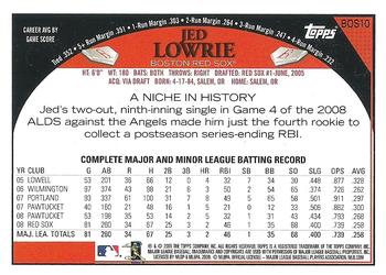 2009 Topps Boston Red Sox #BOS10 Jed Lowrie Back