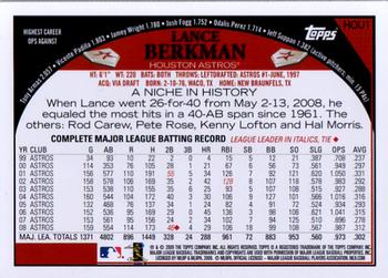 2009 Topps Houston Astros #HOU1 Lance Berkman Back