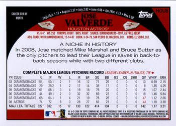 2009 Topps Houston Astros #HOU8 Jose Valverde Back