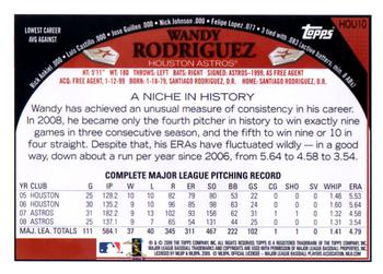 2009 Topps Houston Astros #HOU10 Wandy Rodriguez Back