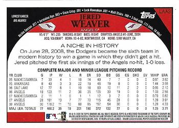 2009 Topps Los Angeles Angels #LAA3 Jered Weaver Back