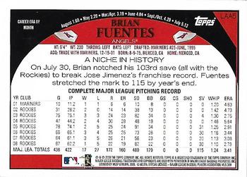 2009 Topps Los Angeles Angels #LAA5 Brian Fuentes Back