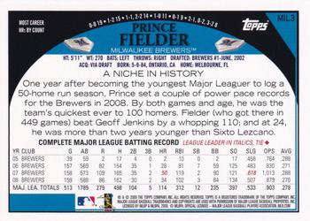 2009 Topps Milwaukee Brewers #MIL3 Prince Fielder Back