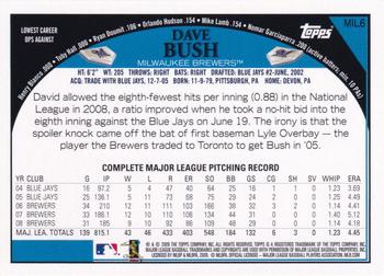 2009 Topps Milwaukee Brewers #MIL6 Dave Bush Back