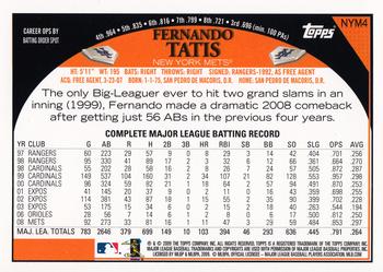 2009 Topps New York Mets #NYM4 Fernando Tatis Back