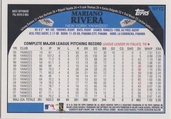 2009 Topps New York Yankees #NYY2 Mariano Rivera Back