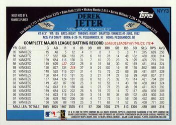 2009 Topps New York Yankees #NYY3 Derek Jeter Back