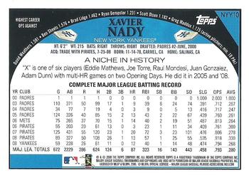 2009 Topps New York Yankees #NYY10 Xavier Nady Back