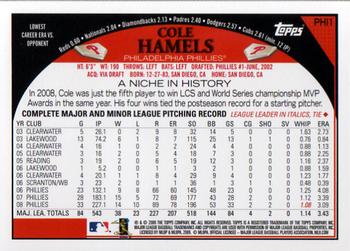 2009 Topps Philadelphia Phillies #PHI1 Cole Hamels Back