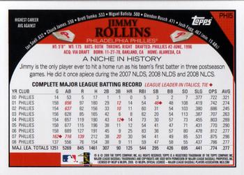 2009 Topps Philadelphia Phillies #PHI5 Jimmy Rollins Back
