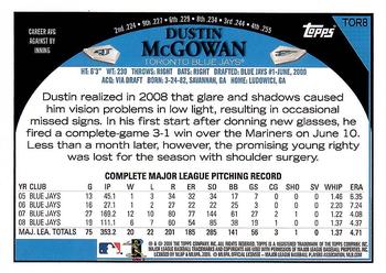 2009 Topps Toronto Blue Jays #TOR8 Dustin McGowan Back