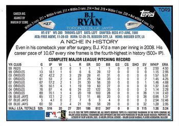 2009 Topps Toronto Blue Jays #TOR9 B.J. Ryan Back
