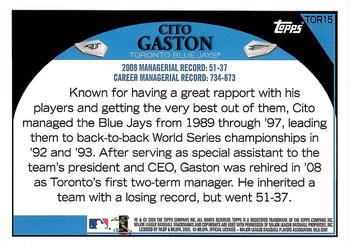 2009 Topps Toronto Blue Jays #TOR15 Cito Gaston Back
