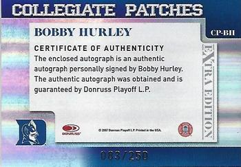 2007 Donruss Elite Extra Edition - Collegiate Patches #CP-BH Bobby Hurley Back