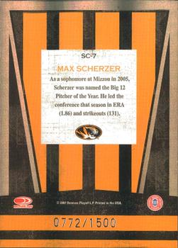 2007 Donruss Elite Extra Edition - School Colors #SC-7 Max Scherzer Back