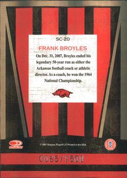 2007 Donruss Elite Extra Edition - School Colors #SC-20 Frank Broyles Back