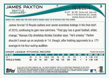 2014 Topps Opening Day - Blue #3 James Paxton Back