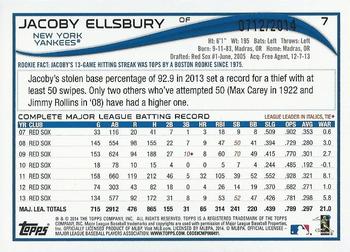 2014 Topps Opening Day - Blue #7 Jacoby Ellsbury Back