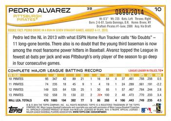 2014 Topps Opening Day - Blue #10 Pedro Alvarez Back